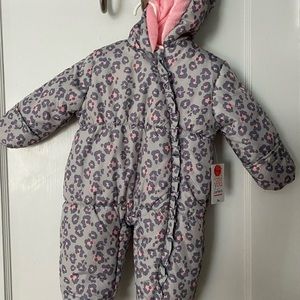 NWT 3 mos. gray and pink snowsuit